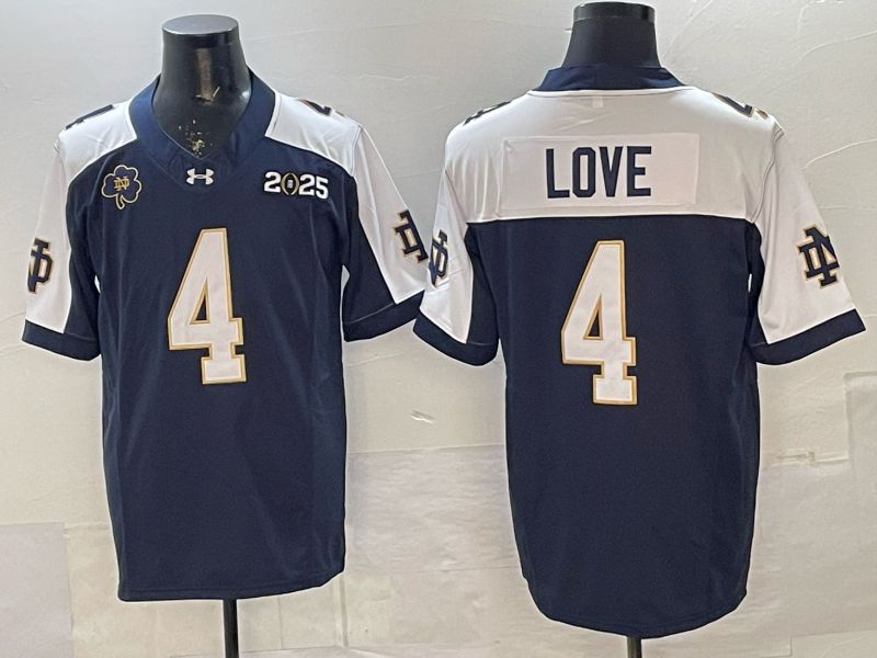 Men Norte Dame Fighting Irish #4 Love Blue 2025 NCAA Jersey 0011->los angeles dodgers->MLB Jersey